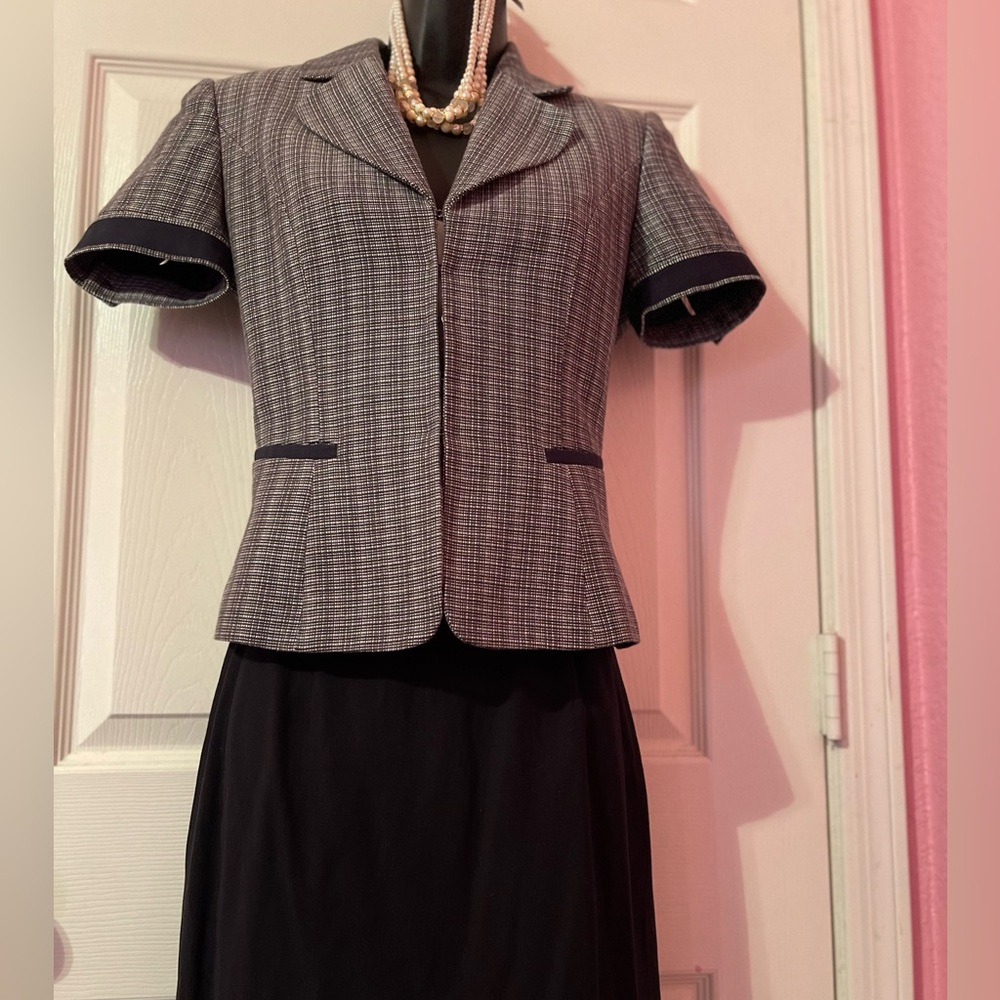 Antonio Melani Tiny Plaid Checked Gray Tailored S… - image 3